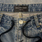 2023 Balenciaga ‘Drawstring’ Light Wash Blue Wide Leg Denim
