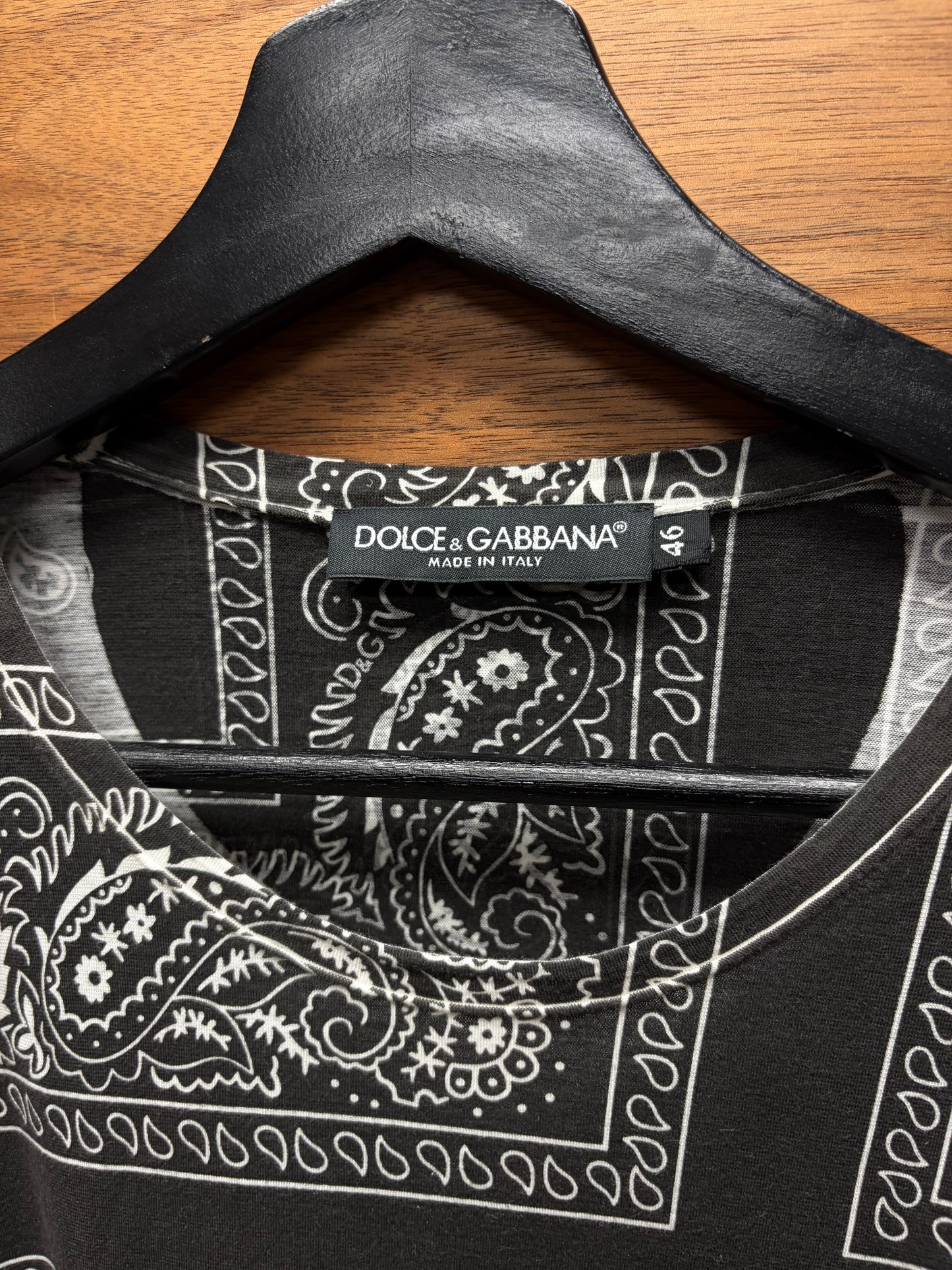 Dolce & Gabanna Mainline Paisley Bandanna Black/White Cotton T-Shirt