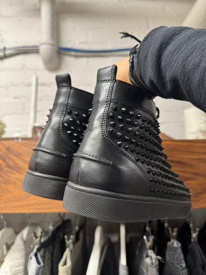 Christian Louboutin Classic Red Bottom ‘Junior Spike’ High Top Sneakers