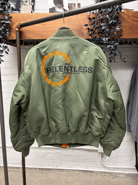 2018 Alyx Studios ‘Relentless’ Military Green MA-1 Bomber Jacket