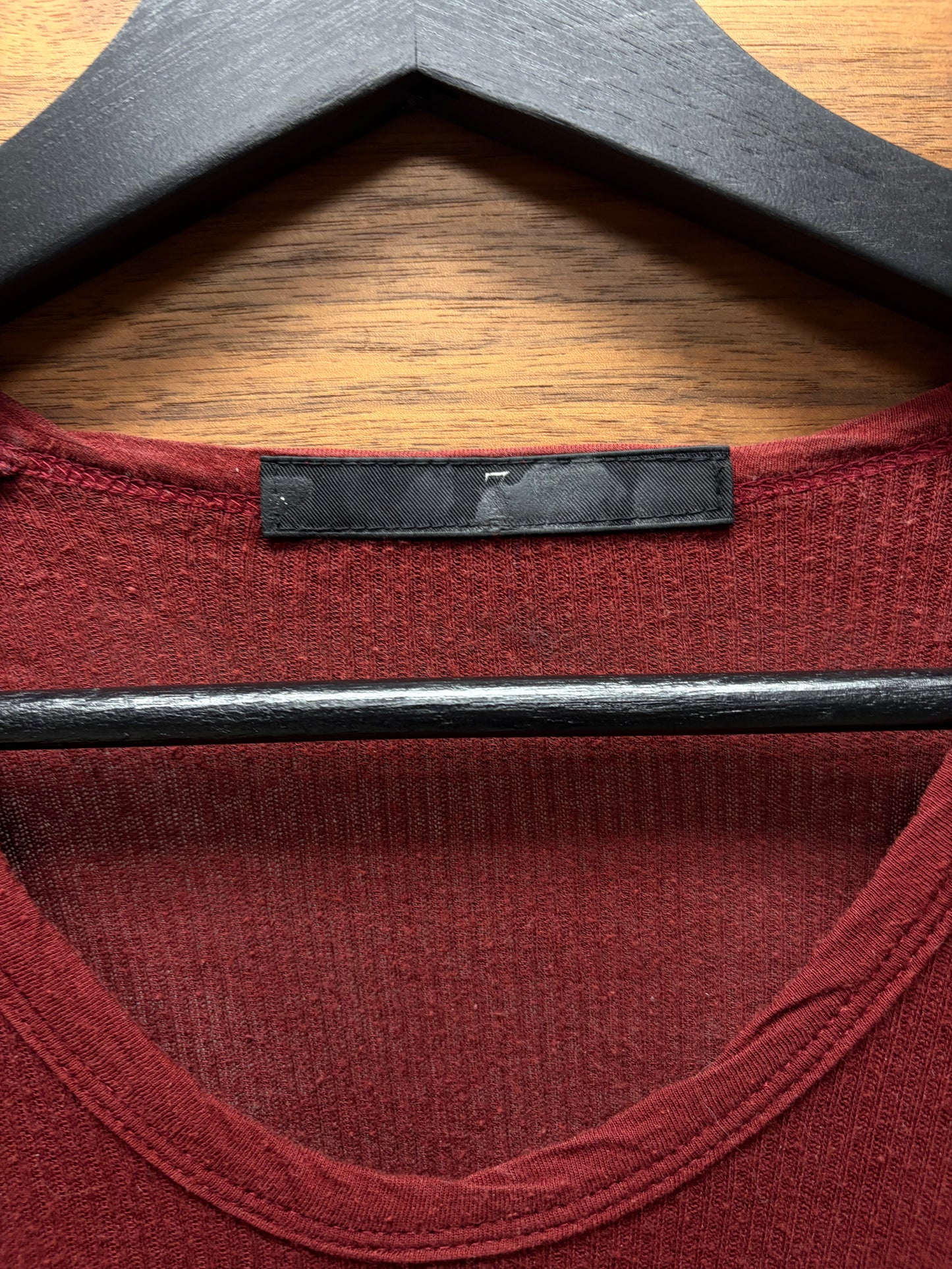 SS2011 Julius Silk/Cotton Dark Red Ribbed Short Sleeve T-Shirt