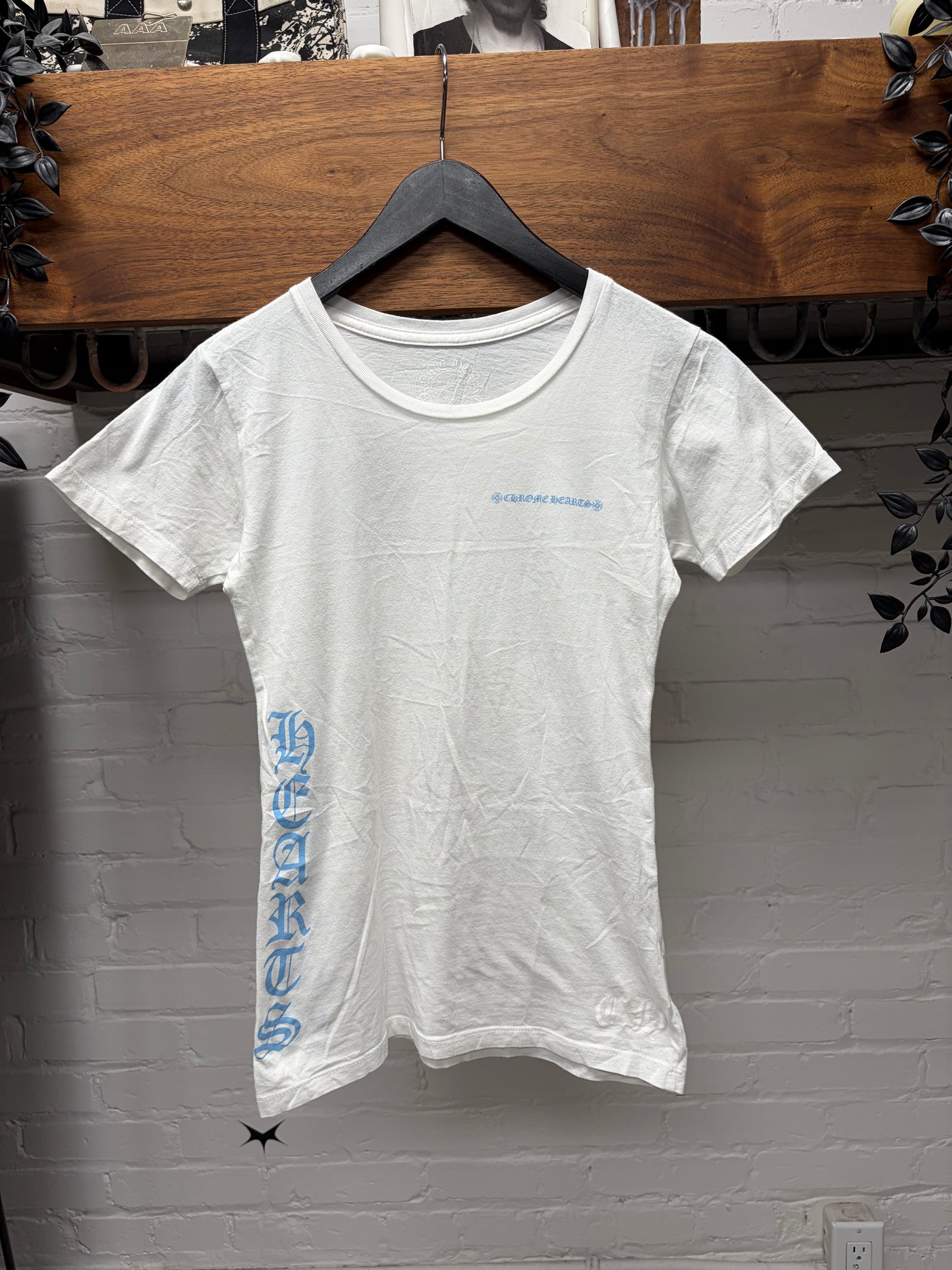 Chrome Hearts Blue/White Scroll Logo T-Shirt