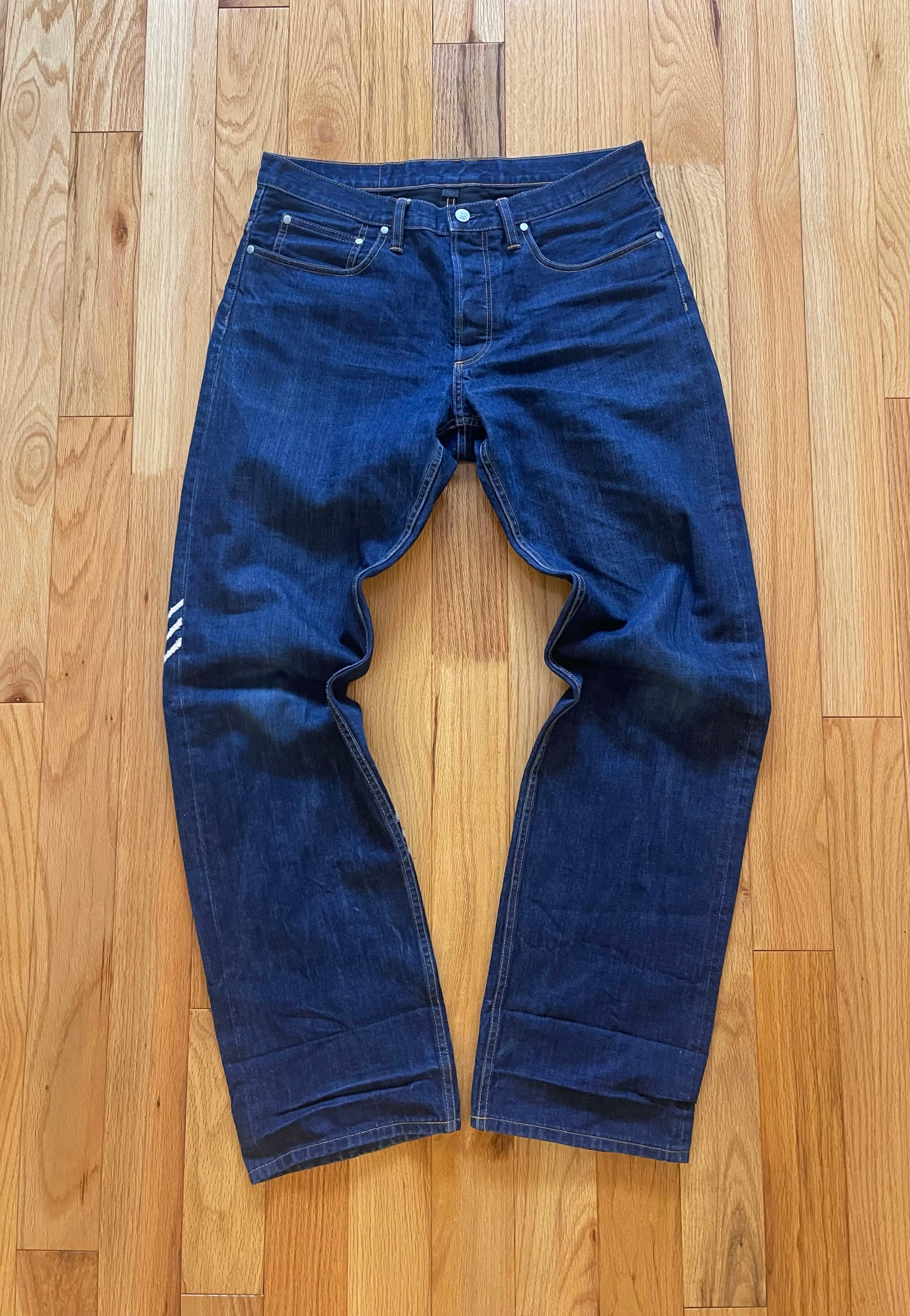 Spring Summer 2004 Y 3 Yohji Yamamoto x Adidas 3 Stripe Slash Selvedge Denim