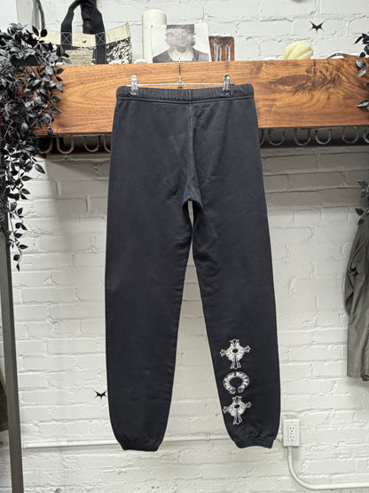 Vintage Chrome Hearts T-Bar Logo Black Drawstring Sweatpants