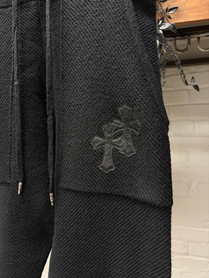 Chrome Hearts Cashmere Leather Cross Patch Sweatpants