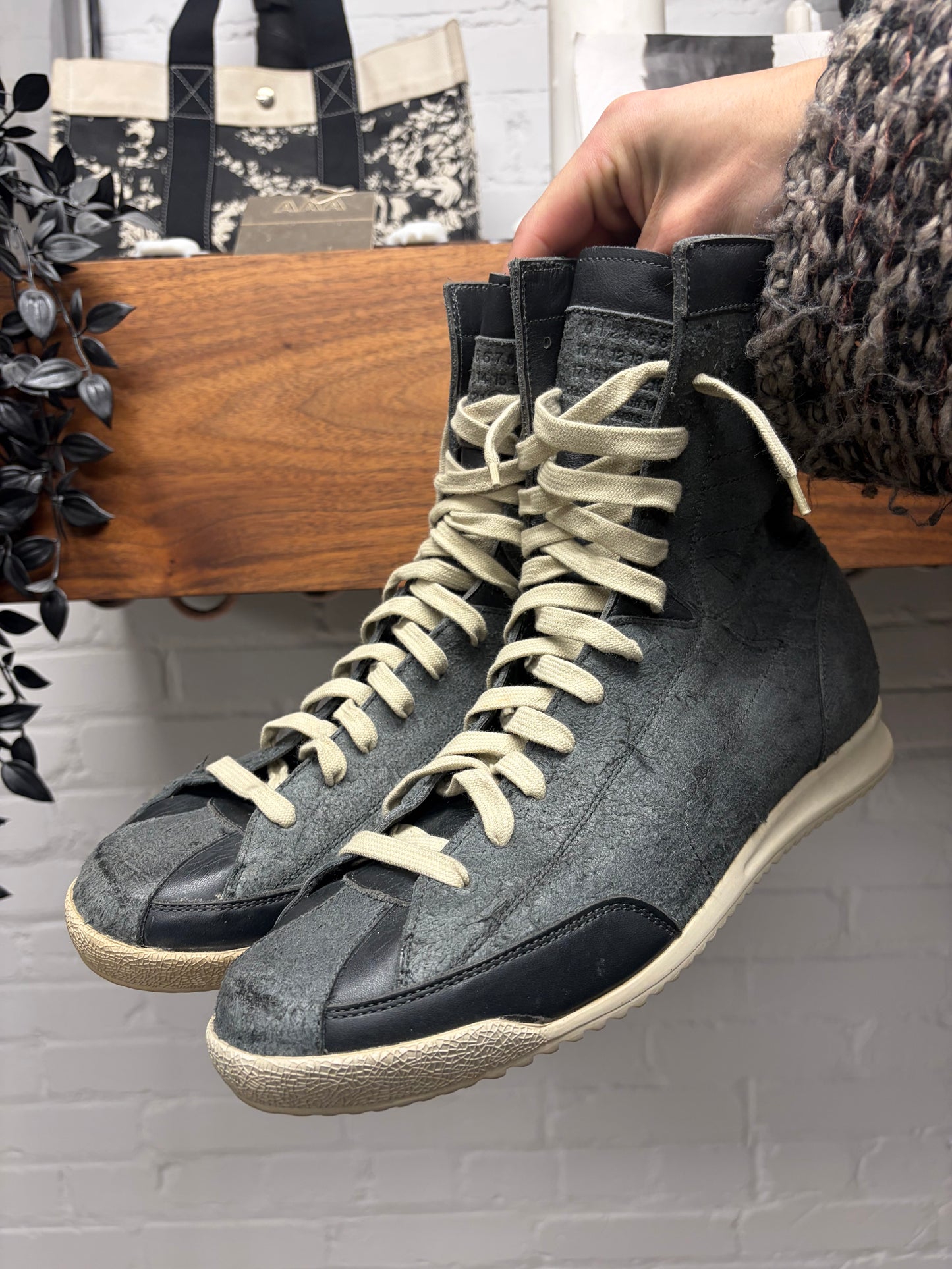 Maison Margiela Leather ‘Boxing’ Lace Up High Top Sneakers