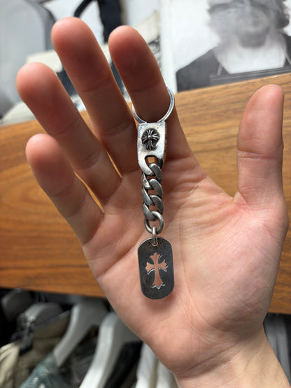 Vintage Chrome Hearts ‘Cross Cutout’ New 925 Silver Dogtag Keychain