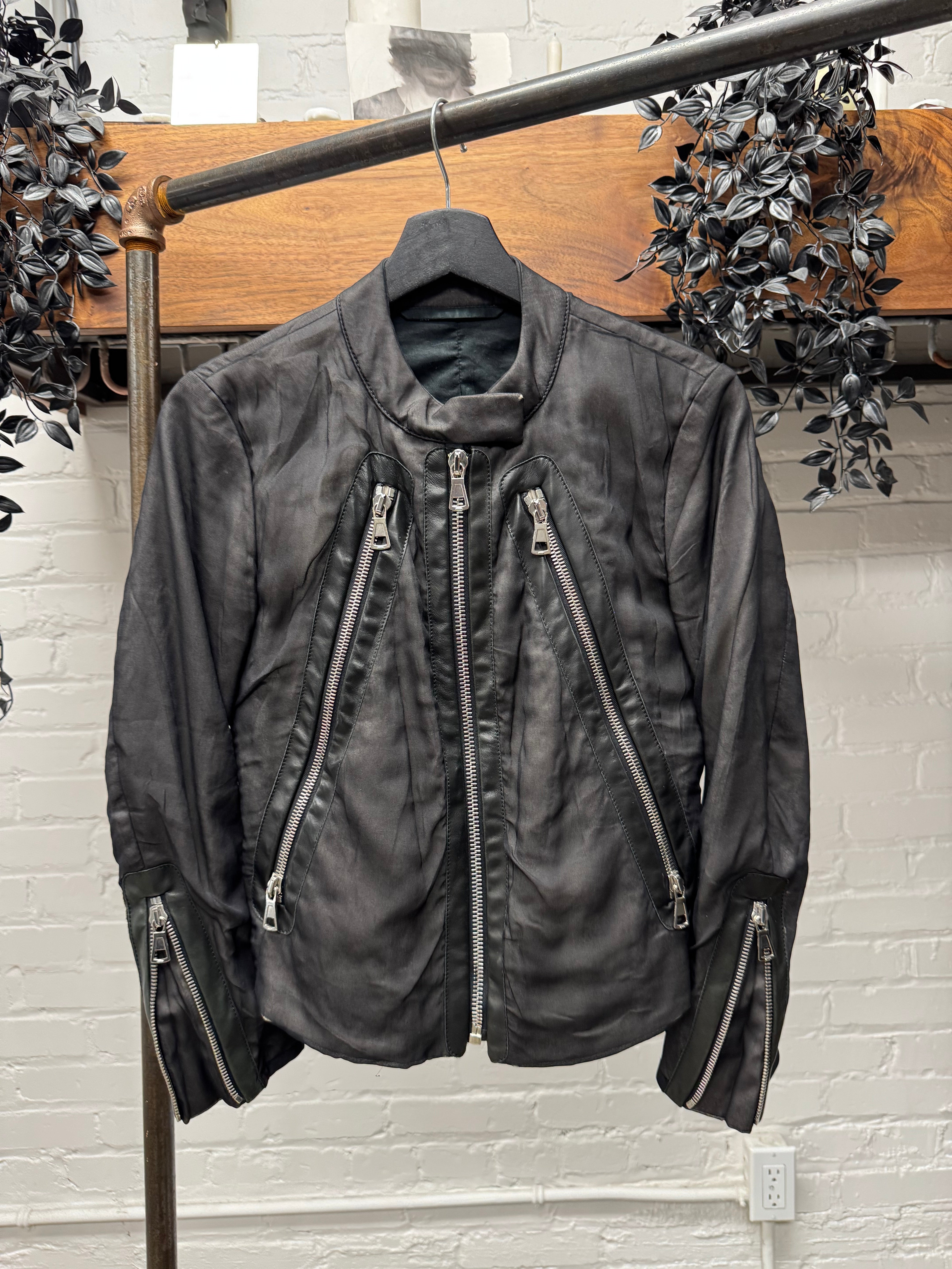 Maison Margiela 'Silk Wrapped' Leather Trim '5-Zip' Jacket – Alex