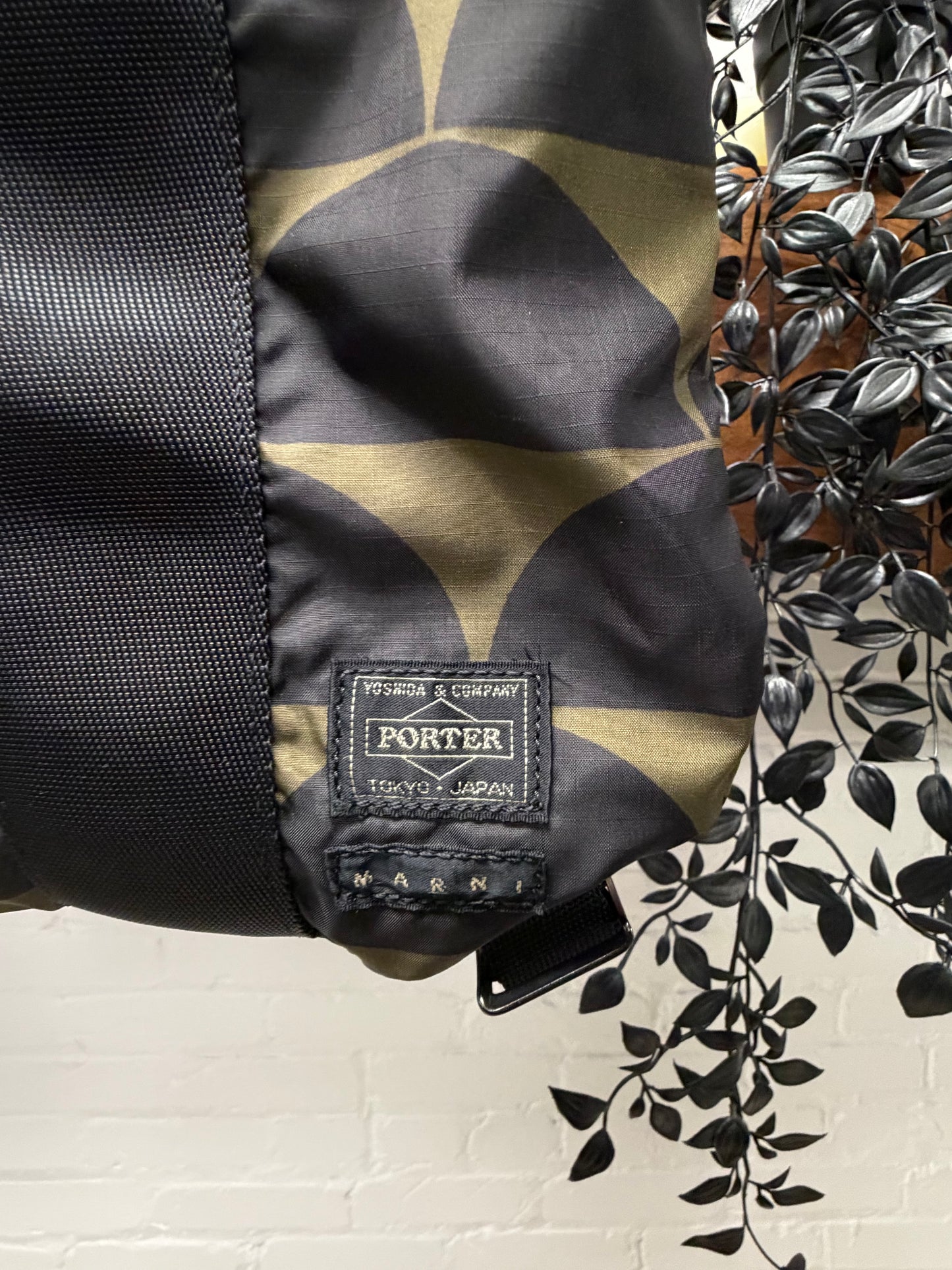 Marni x Porter Black/Green Nylon Tote Bag