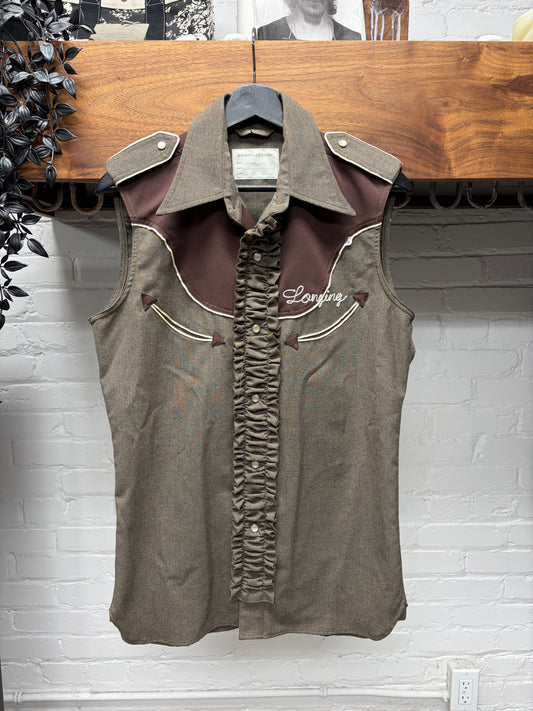 2000s Miharayasuhiro Western Short Sleeve Cutoff Collared Shirt