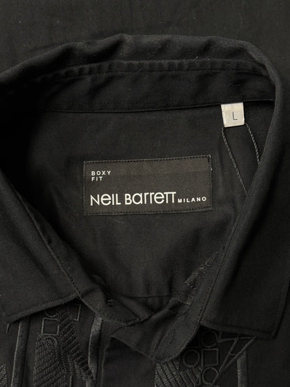 Neil Barrett ‘Bolt’ Embroidered Camp Collar Button Down Shirt