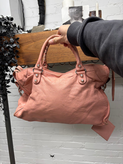 Balenciaga Baby Pink Leather/Silver Hardware ‘City’ Bag
