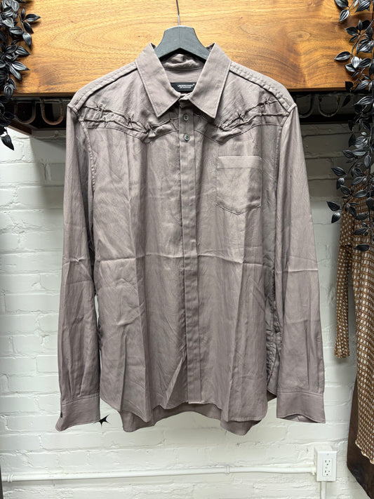 SS2021 Undercover ‘Barbed Wire’ Embroidered Shoulder Detail Button Up Shirt