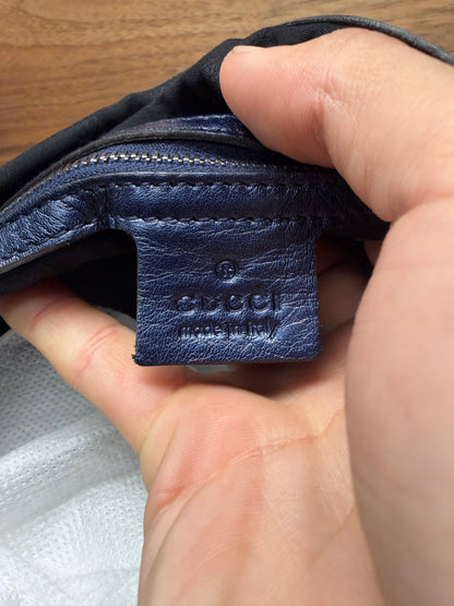 2000s Gucci ‘Galaxy Blue Leather’ Hobo Shoulder Bag with Silver Chain Strap