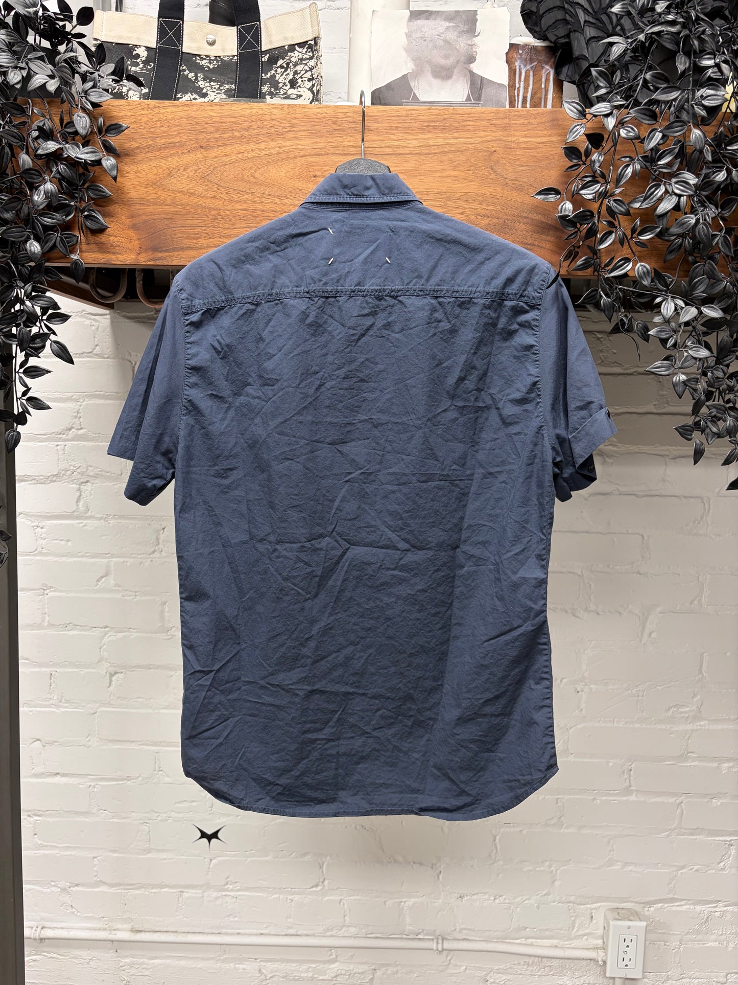 SS2016 Maison Margiela Metal Studded Blue Work Shirt