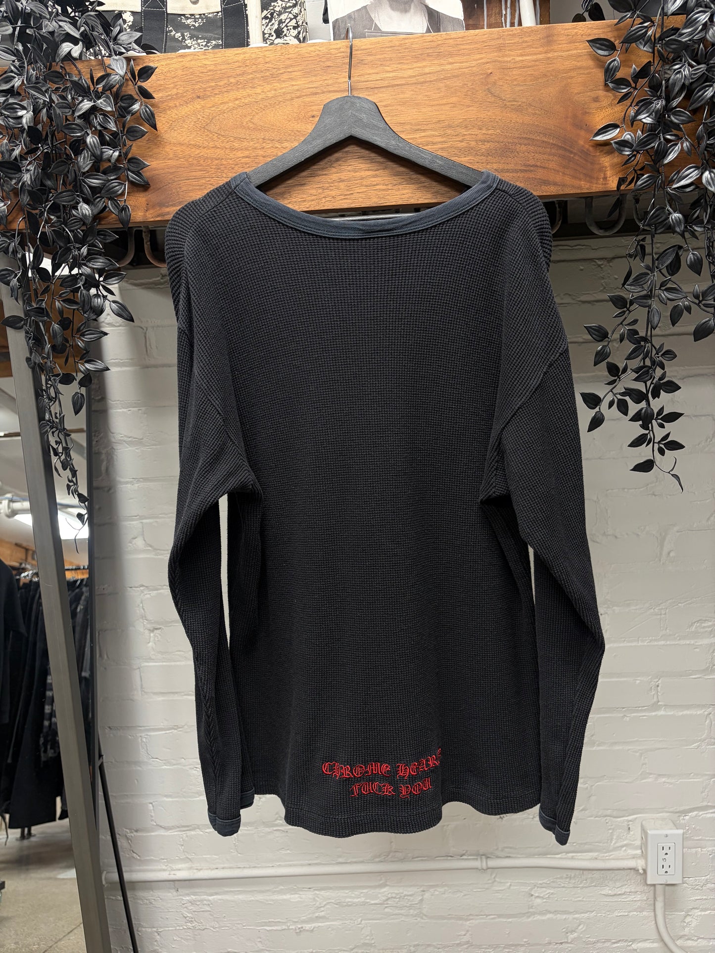 Vintage 90s Chrome Hearts ‘Dagger/Fuck You’ Thermal Long Sleeve Shirt