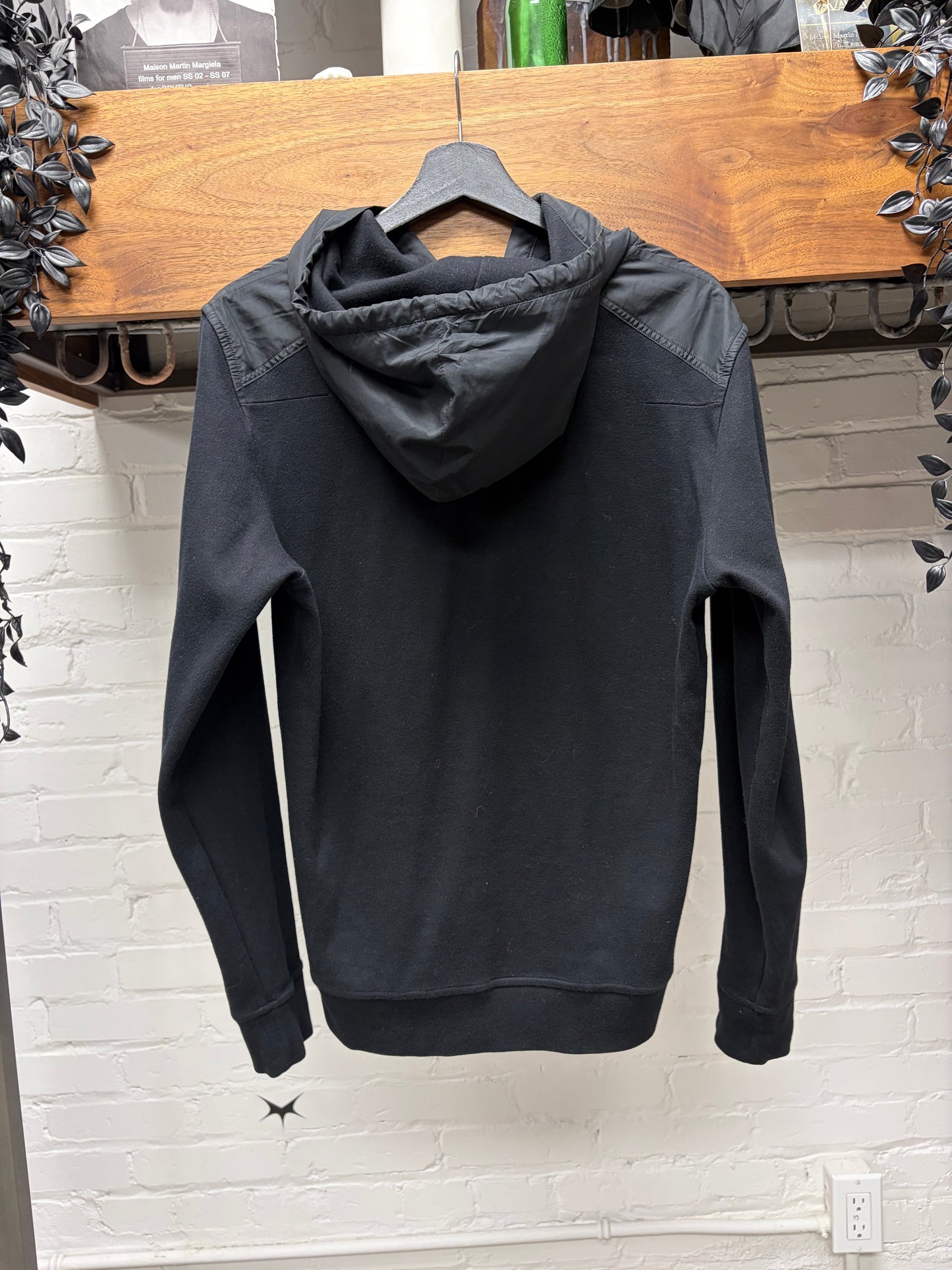 Dior Homme Nylon/Cotton Panelled Hood and Shoulders Drawstring Hoodie