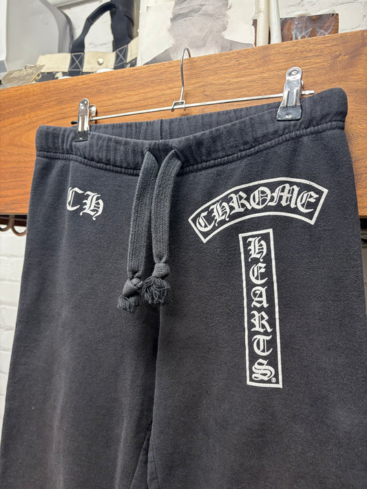 Vintage Chrome Hearts T-Bar Logo Black Drawstring Sweatpants