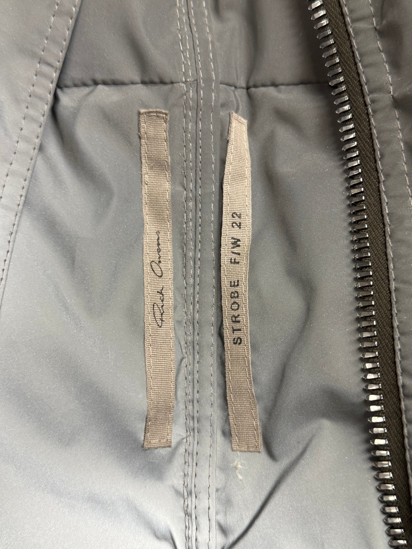 AW2022 Rick Owens Mainline ‘Strobe’ 3M Reflective Padded Bomber Jacket