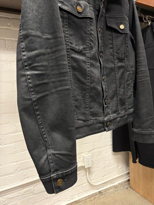 2020 Saint Laurent Waxed Black Denim Trucker Jacket