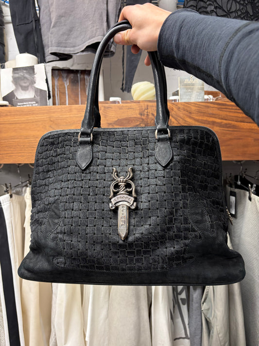 Chrome Hearts Woven Pony Hair ‘Slouchy Mo’ Massive Dagger Black Handbag