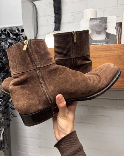 Yves Saint Laurent ‘Rive Gauche’ by Tom Ford ‘Accordion’ Brown Suede Boots