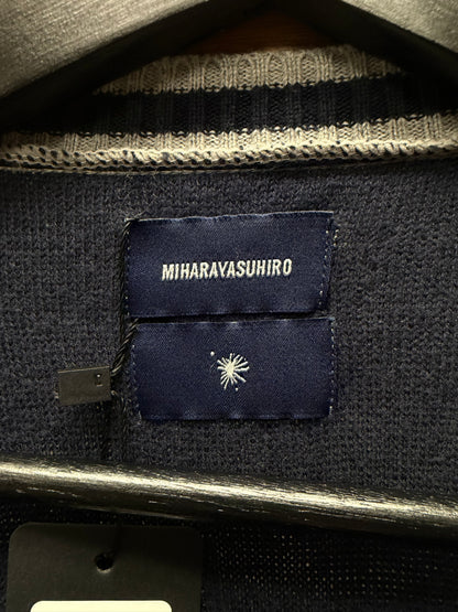 Mihara Yasuhiro Collegiate Grey Distressed Knit Sweater
