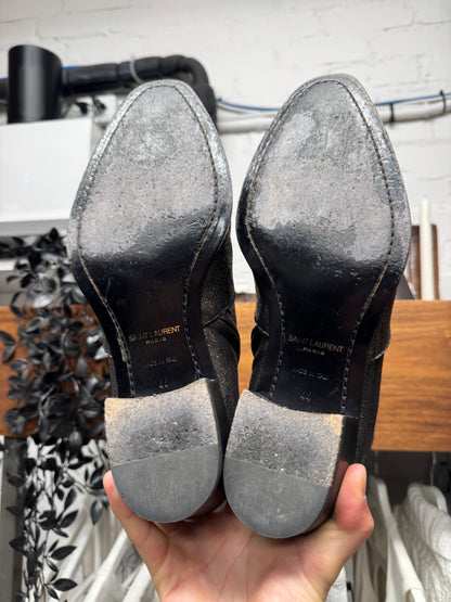 AW2016 Saint Laurent by Hedi Slimane ‘Crinkled Metallic’ Silver Wyatt Boots