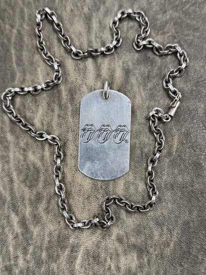 Chrome Hearts ‘Bitch’ Rolling Stones 925 Silver Dogtag Pendant