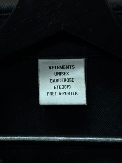 SS2019 Vetements ‘Forgive Us’ Distressed Denim Shirt
