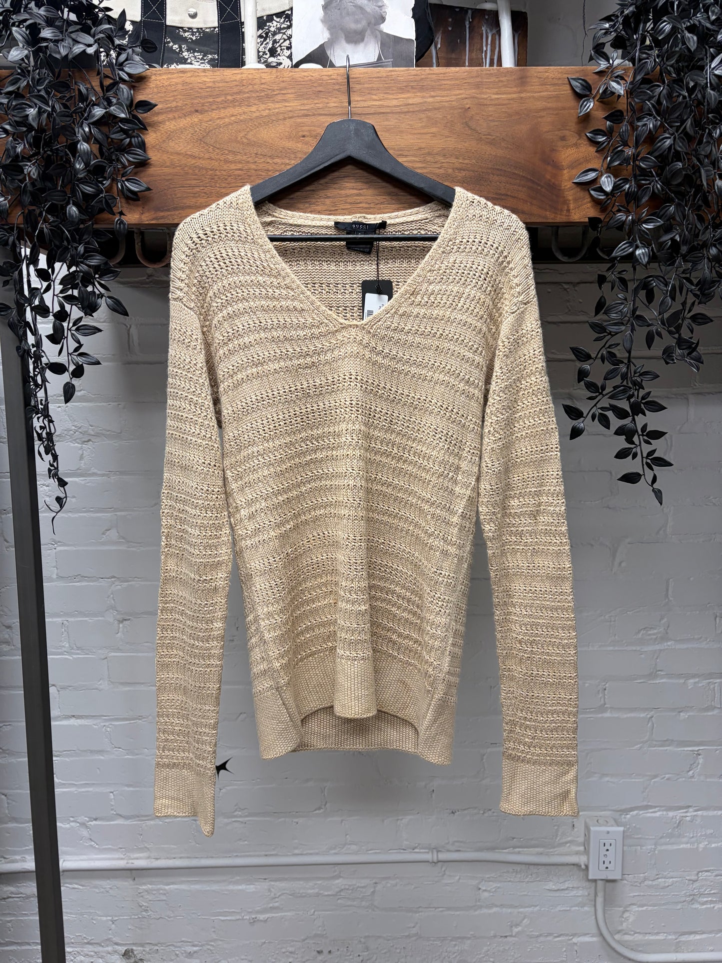 2005 Gucci Silk Knit Plunge Neckline Sweater