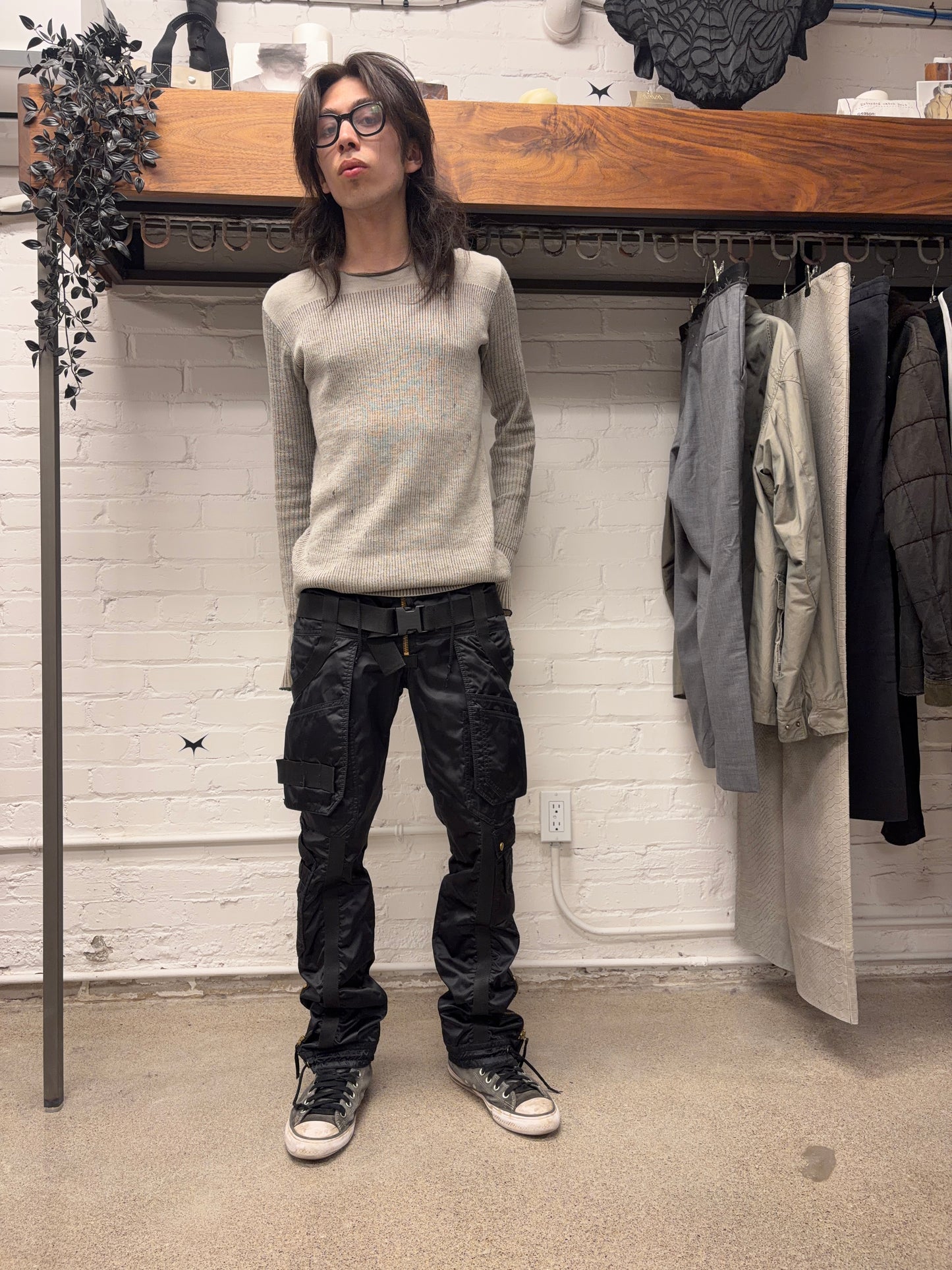 AW2003 Jean Paul Gaultier ‘Parachute’ Black Bondage Cargo Pants