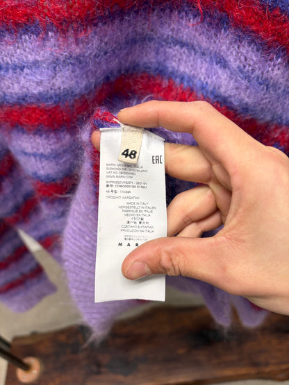 Marni Striped Purple/Red Mohair Cardigan