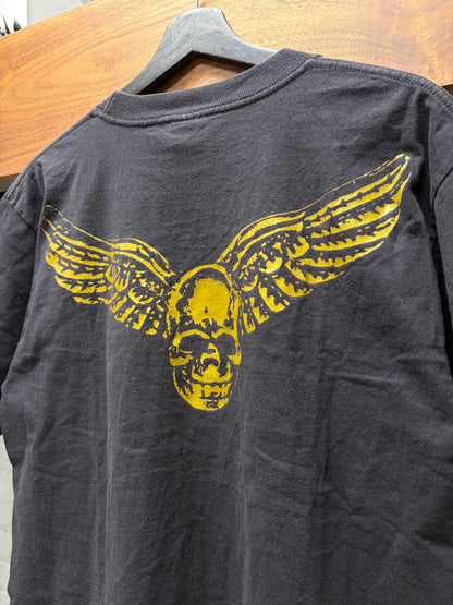Vintage Chrome Hearts ‘Foti Wings’ Gold Skull Logo Black Graphic T-Shirt