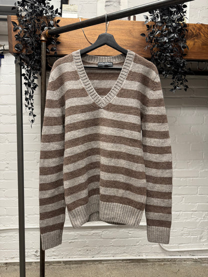 2000s Dolce & Gabbana Mainline ‘Alpaca Wool’ Striped V-Neck Sweater