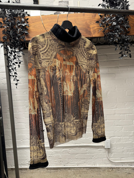 AW1998 Jean Paul Gaultier Gothic ‘Cathedral’ Mesh Long Sleeve Shirt
