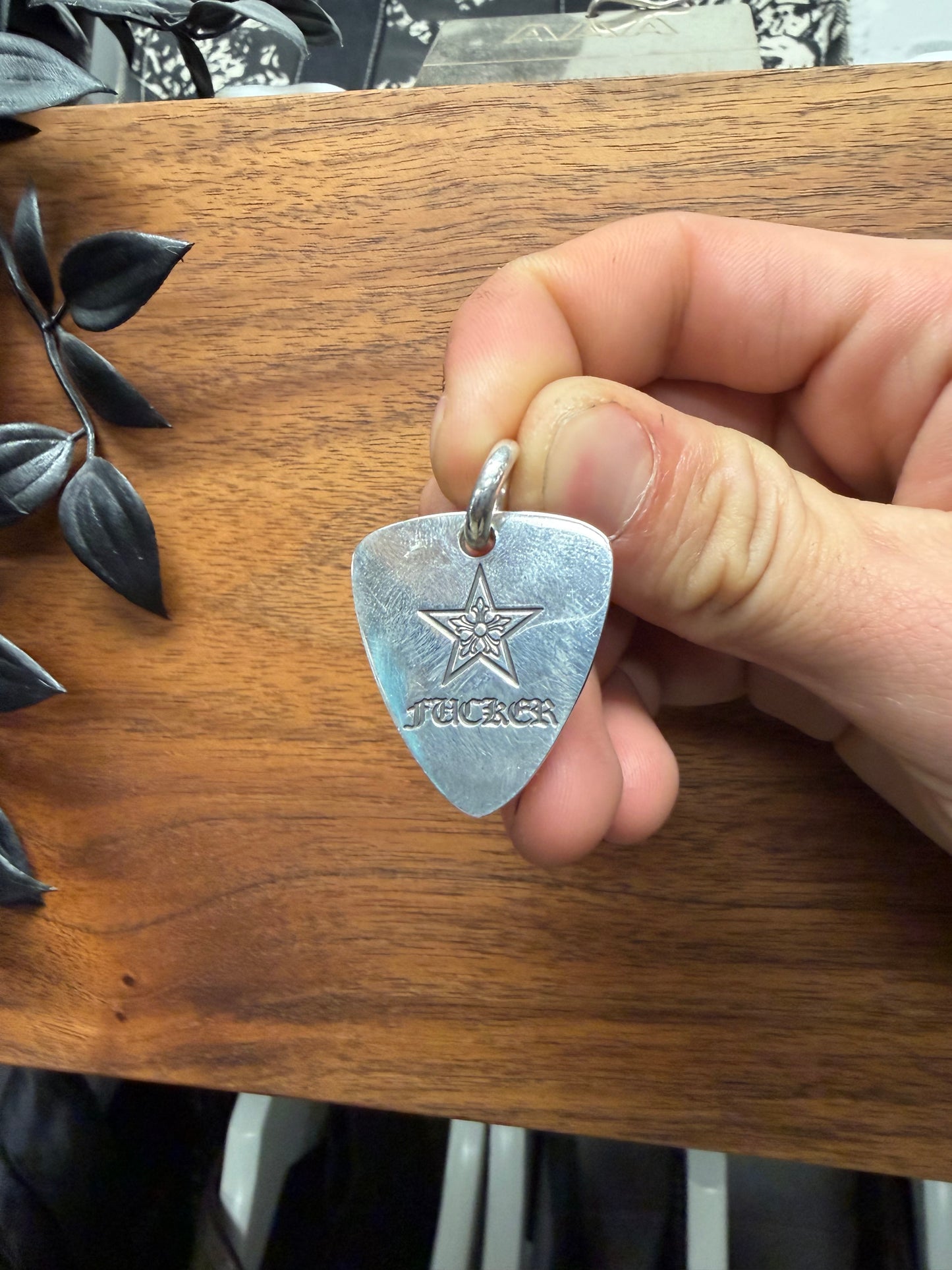 Chrome Hearts ‘Fucker’ Star Cross Guitar Pick Pendant