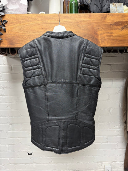 AW2003 Maison Martin Margiela Line (0) (10) Artisinal Reconstructed Patchwork Black Lambskin Leather Biker Vest