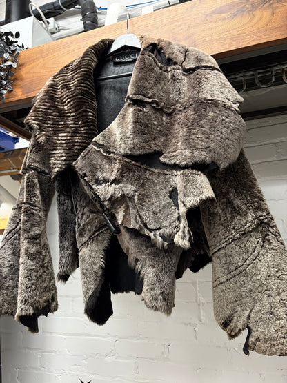 Vintage Gucci Mink Fur/Raw Leather ‘Horn Button’ Jacket With Unfinished Hems