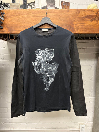 2009 Balenciaga by Nicholas Ghesquiere ‘Smoke’ Graphic Black Long Sleeve Shirt