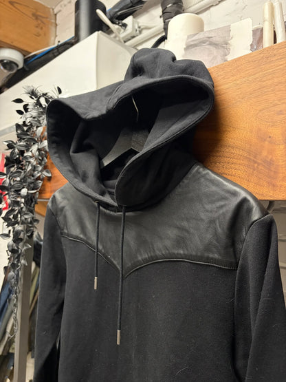 2015 Saint Laurent by Hedi Slimane ‘Western’ Leather Shoulder Detail Hoodie
