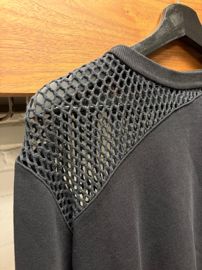 2013 Saint Laurent Hybrid Mesh/Cotton Asymmetric Shoulder Sweatshirt