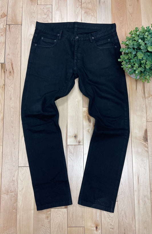 Rick Owens ‘Detroit’ Cut Waxed Black Denim