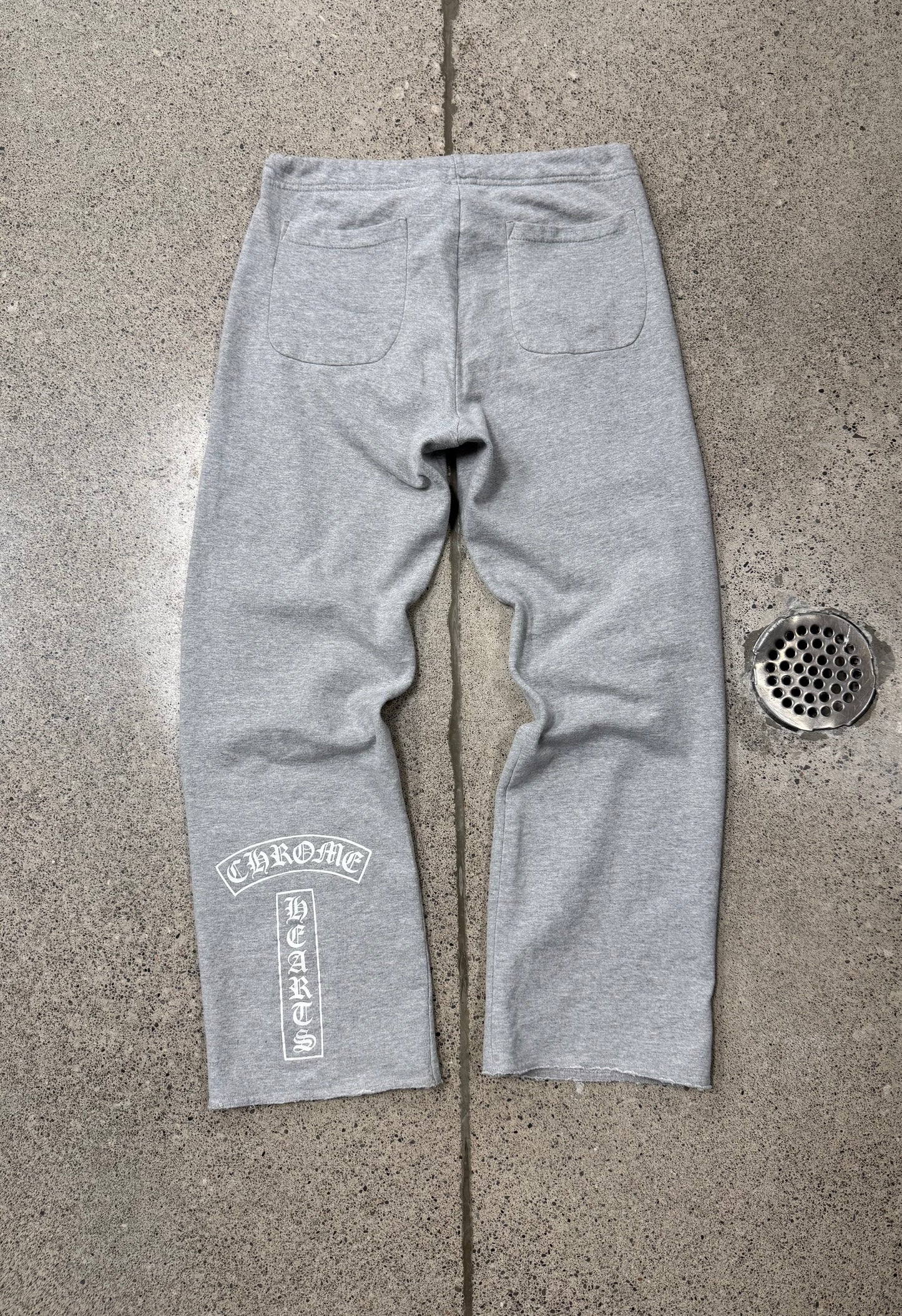 Vintage Chrome Hearts ‘T-Bar’ Logo Grey Drawstring Sweatpants