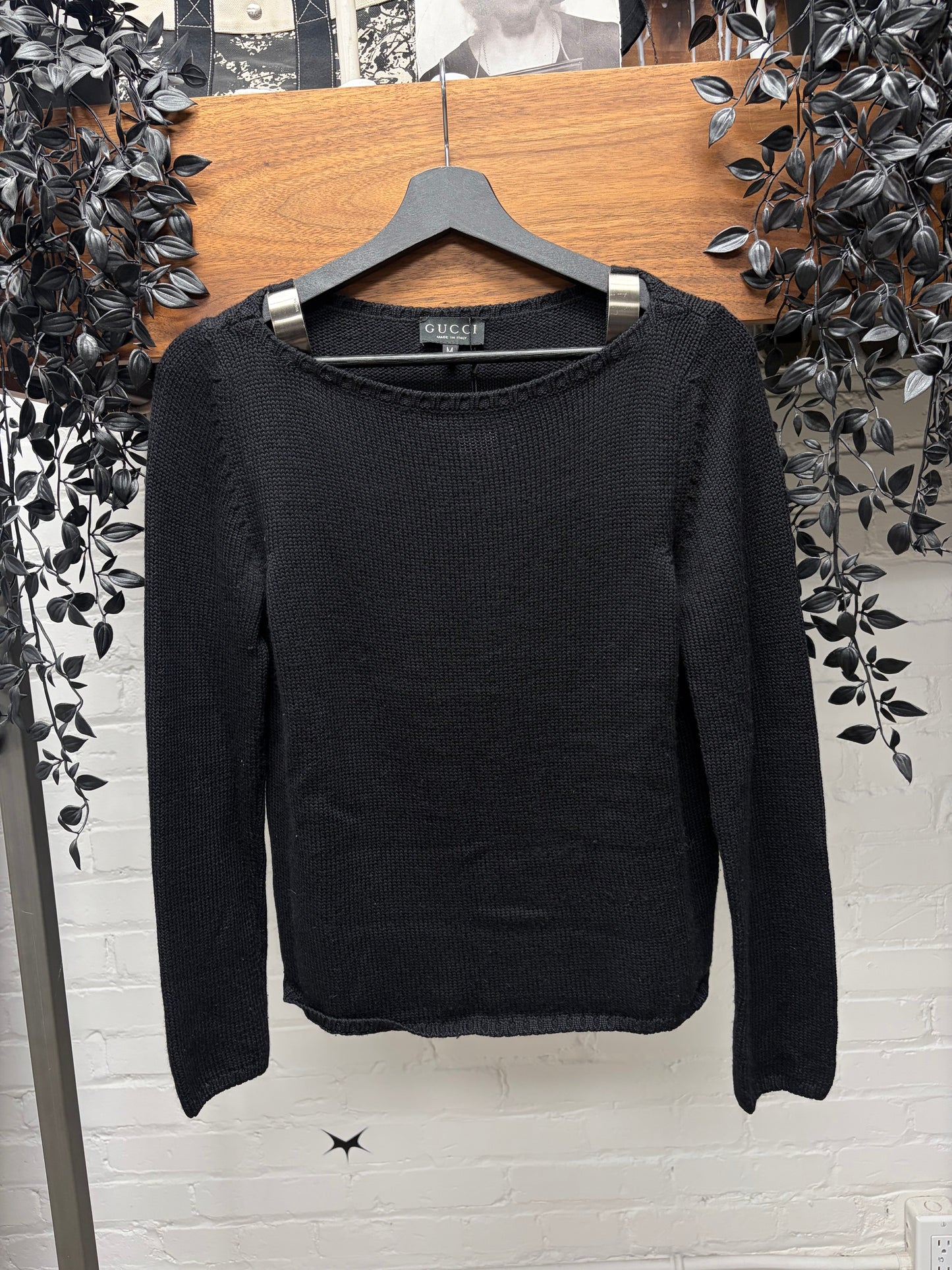 AW1997 Gucci Boat Neck Sweater with Silver Plating Detail