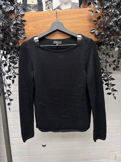 AW1997 Gucci Boat Neck Sweater with Silver Plating Detail