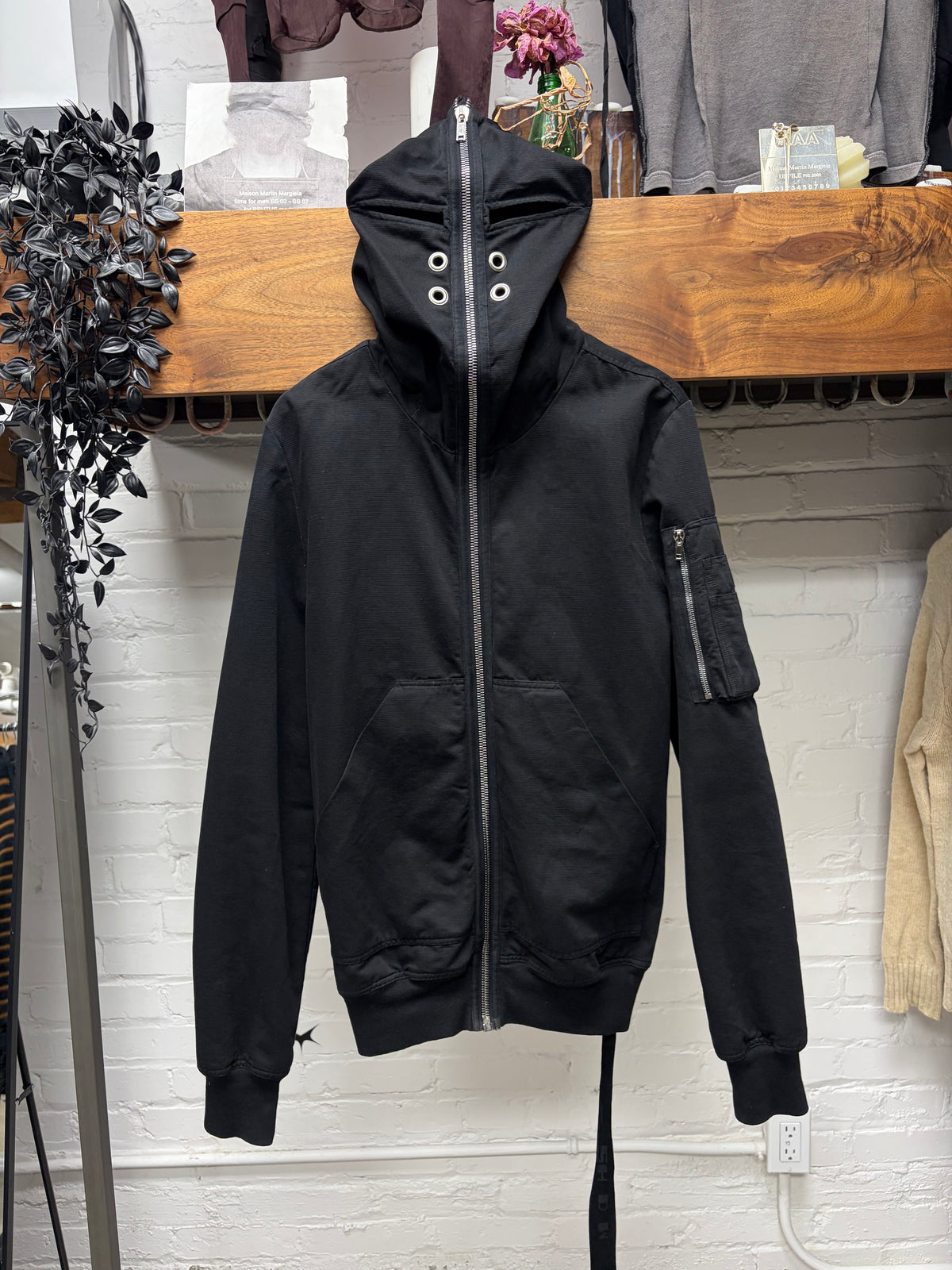 Rick Owens Black ‘Gimp’ Canvas Masked Full Zip Jacket
