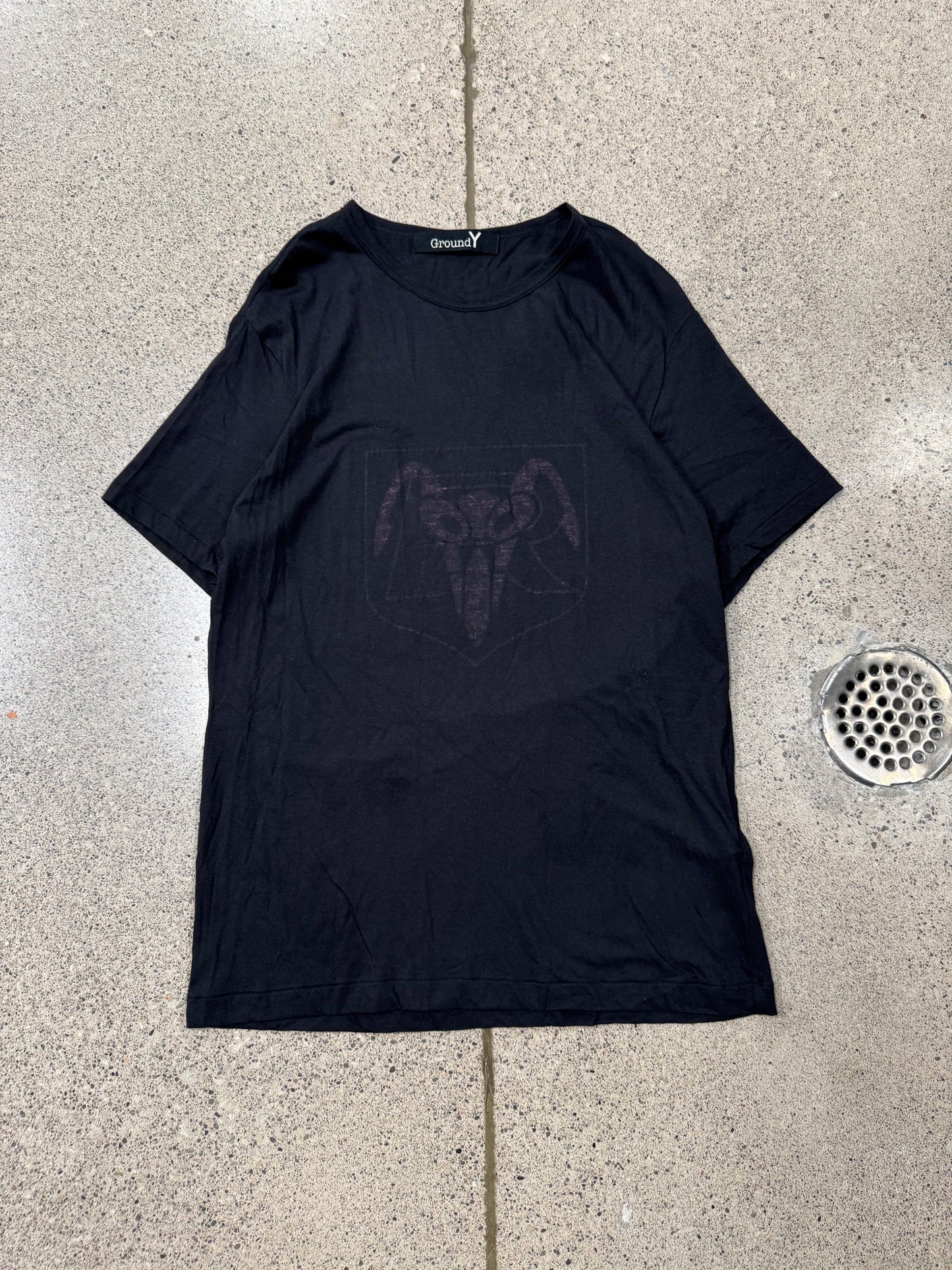 Yohji Yamamoto ‘Ground Y’ Varsity Emblem Black T-Shirt