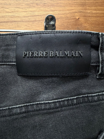 Balmain ‘Biker Knee’ Washed Black Skinny Moto Denim