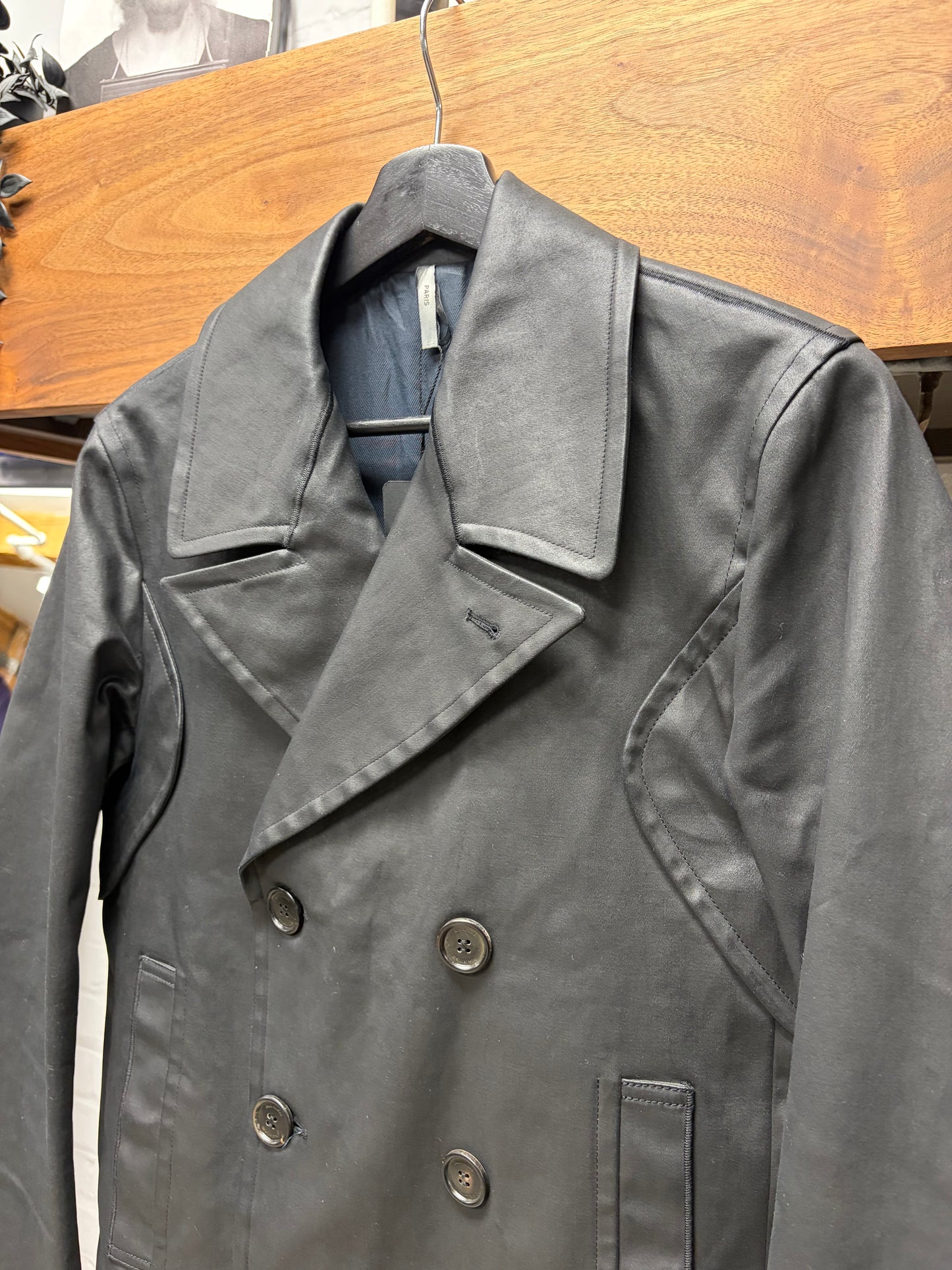 AW2013 Dior Homme Waxed Black Cropped ‘Double Breasted’ Peacoat